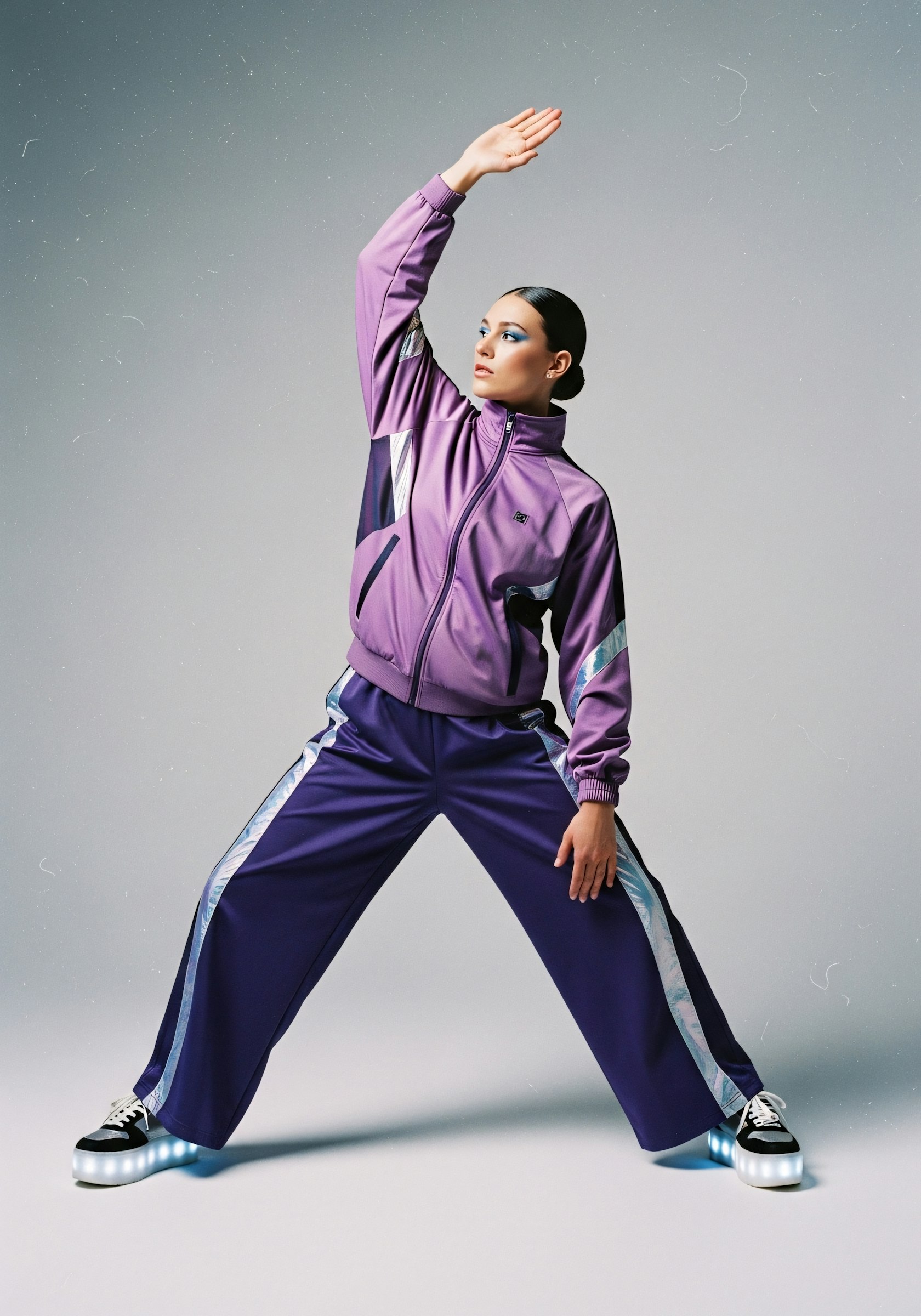 Model in a dynamic fashion pose