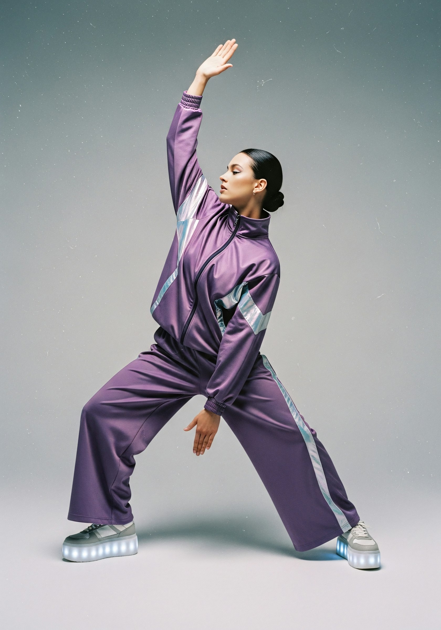Model in motion, studio light