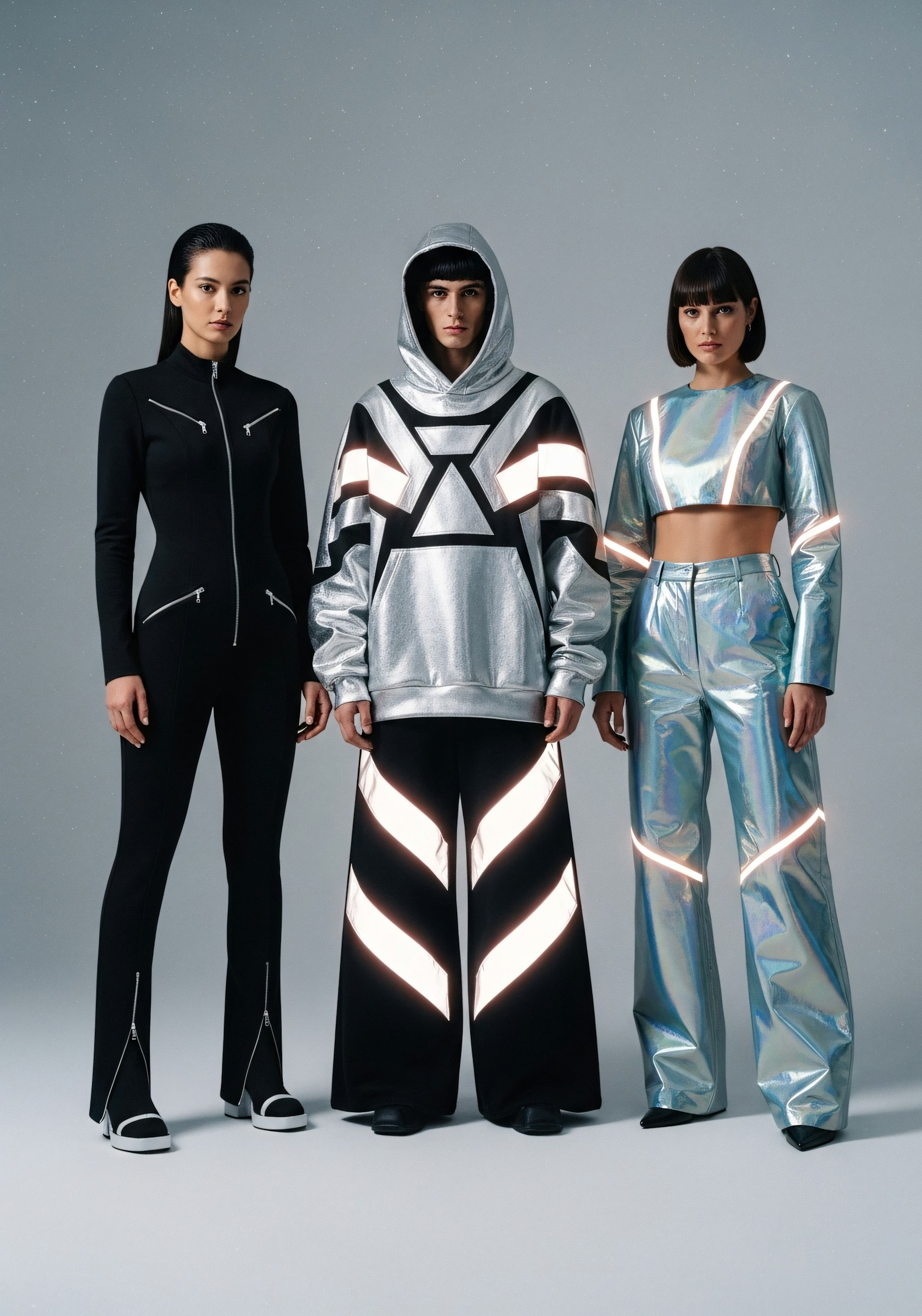 Futuristic trio pose