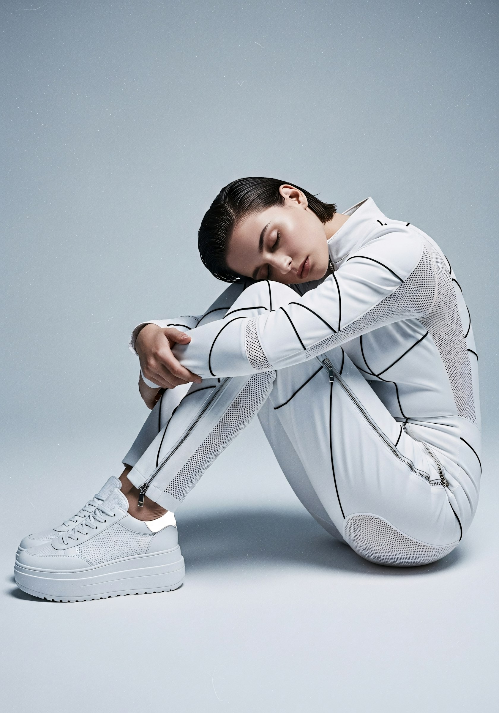 Serenity Slip Look — Bias-cut slip dress in a soft reflective jersey.