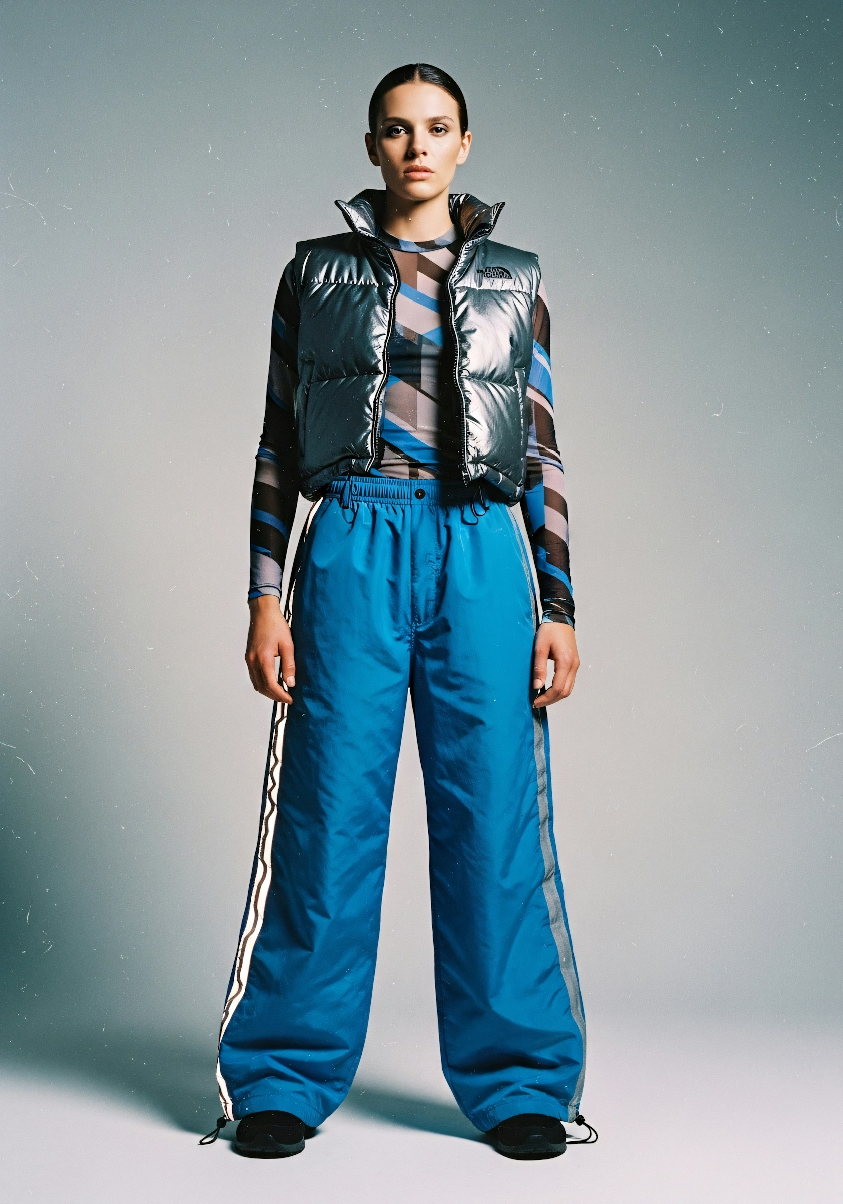 Halo Metallic Look — Full metallic co-ord with a sculpted collar and cinched waist.